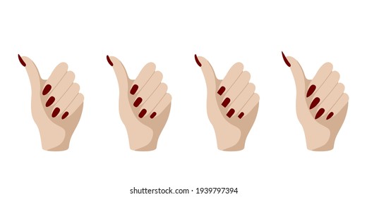Set of different kinds of nail shapes. Manicure Vector illustration