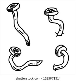 Set of different kinds of nails.Outline illustration.