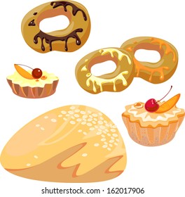 Set of different kinds of sweet pastry