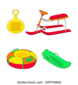 Set of different kinds of winter sled. Elements for your design. Vector illustration.