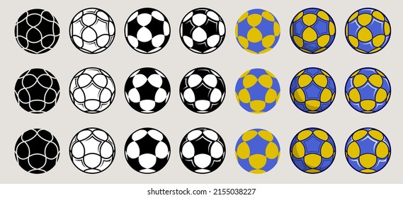Set of different korfball balls for your design. korfball balls. Big set of korfballs. Vector illustration.
