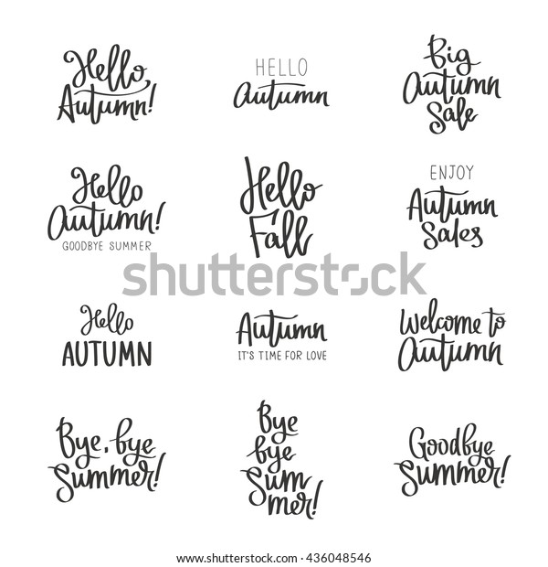 Set Different Labels About Autumn Hello Stock Vector Royalty Free