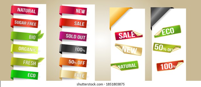 Set with different labels for advertisement and sales
