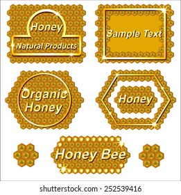 Set of different labels for honey production.