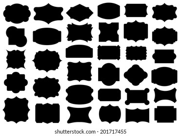 Set of different labels isolated on white