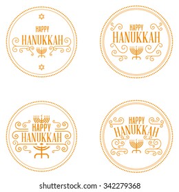 Set of different labels with text for hanukkah celebrations