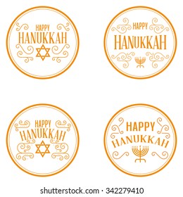 Set of different labels with text for hanukkah celebrations