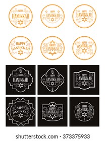 Set of different labels with text for hanukkah celebrations