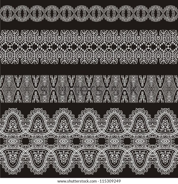 Set Different Lace Patterns Stock Vector (Royalty Free) 115309249 ...