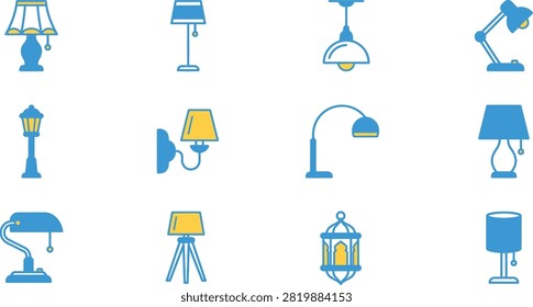 Set of different lamp illustrations