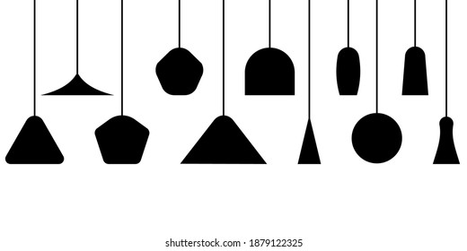 set of different lamps and lampshades isolated on a white background. Front view of various lamps and fixtures, vector illustration