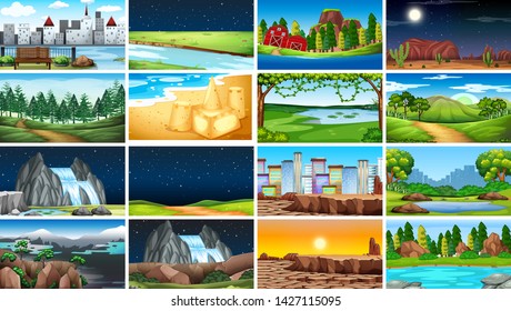 Set of different landscape illustration