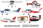 Set of Different Light Aircrafts illustration