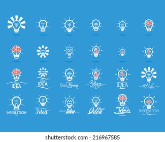 a set of different lightbulbs on a blue background