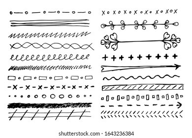A set of different lines drawn by hand.