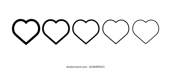 set of different lines heart icon vector set 