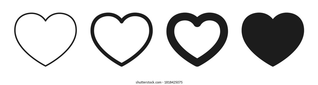 Set of different lines hearts icon, heart variations – stock vector