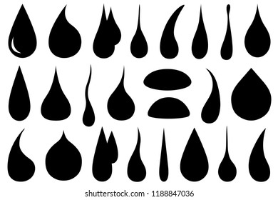 Set of different liquid drops isolated on white