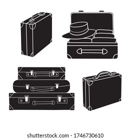 Set of different luggage illustrated on white