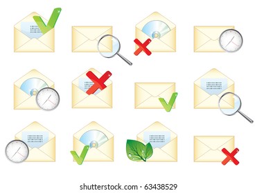 Set of different mail envelope icons (vector)