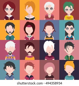 set of different male and female avatars