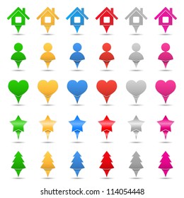 Set of different map markers, vector eps10 illustration