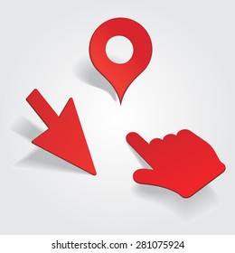 Set of different map pointers. Vector illustration