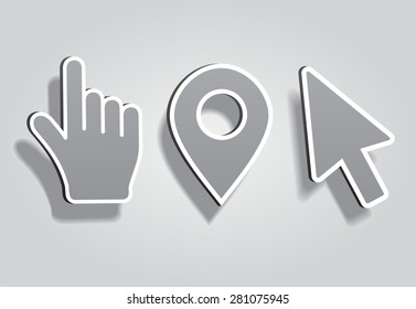 Set of different map pointers. Vector illustration