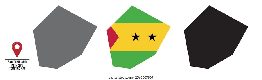 Set of different maps with national flags of Sao Tome And Principe