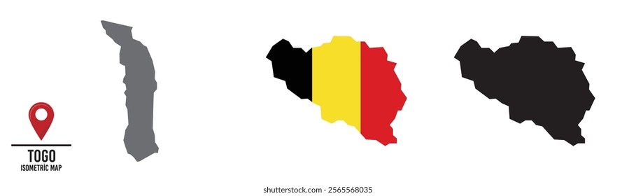 Set of different maps with national flags of Togo.