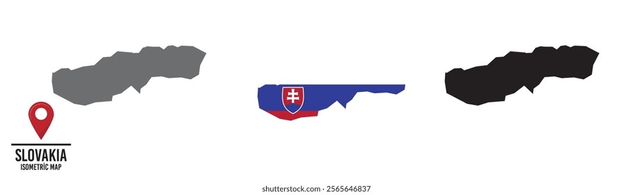 Set of different maps with national flags of Slovakia.