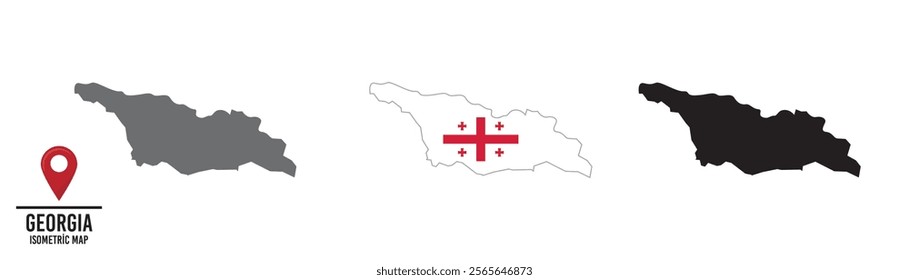 Set of different maps with national flags of Georgia.