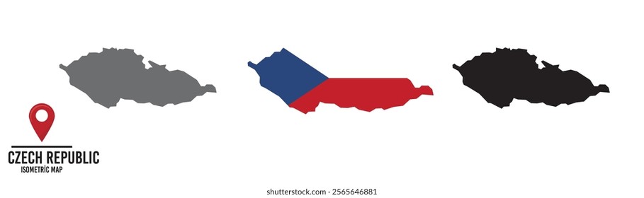 Set of different maps with national flags of Czech Republic.