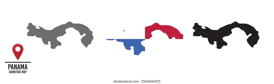 Set of different maps with national flags of Panama.
