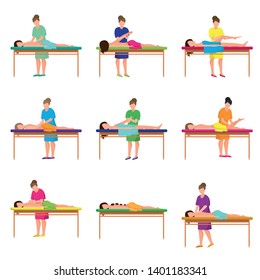 Set of different massage at city studio at soft bed