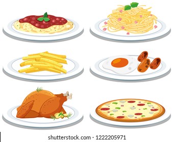 Set of different meals illustration