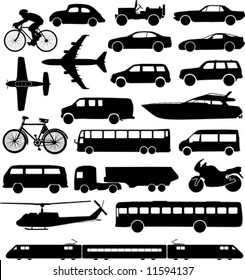 Set of different means of transportation.