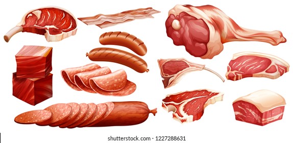 Set Different Parts Red Meat Stock Vector (Royalty Free) 293741798