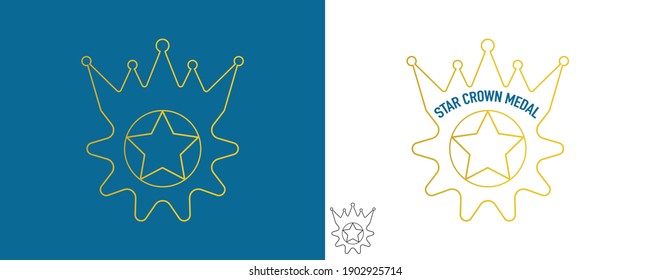 Set of different medal and crown icons logo. Royal crown and stars award logo icons. Get vector icon illustration sign. Award vector icon. Modern logo graphic line art design icons.