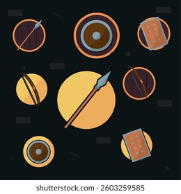 Set of different medieval weapon icons Vector