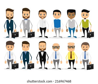 a set of different men on a white background
