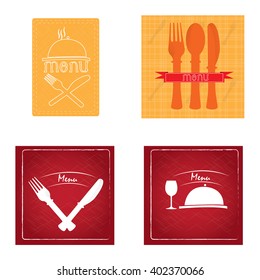 Set of different menu designs with text and different elements