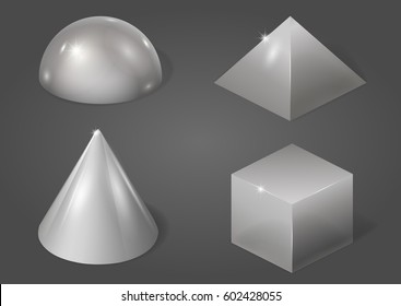 Set of different metal shapes. Vector graphics