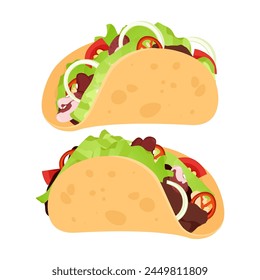 Set of different Mexican tacos with different fillings
