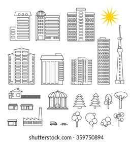 Set of different modern buildings