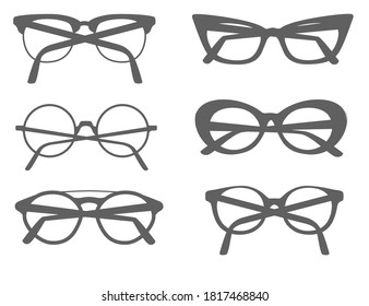 Set of different modern eye glasses flat vector illustration isolated on white background