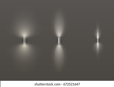 Set of different modern lamps with transparent shoulders and shadows. Vector graphics