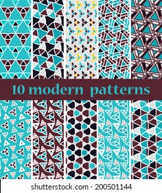 set of  Different modern vector seamless patterns (tiling). Texture can be used for printing onto fabric and paper or scrap booking. 