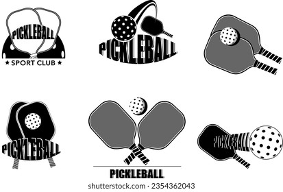 Set verschiedener monochromatischer Pickle-Ball-Logo-Design