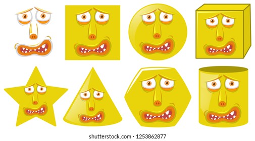 Set of different monster face illustration